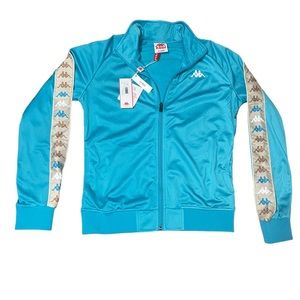 NWT Kappa Set Shorts And Jacket Size XLarge Blue peacock/Beige Almond-Brown/Nut